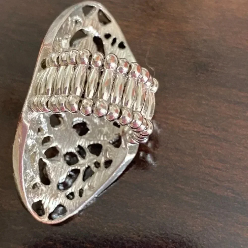 Beautiful Silver with Sparkling Rhinestones Fashion Statement Ring